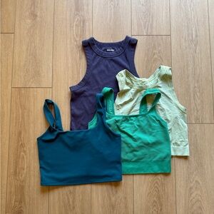 Activewear Crop Top Bundle - 4 Tops Teal, Green & Blue - Sizes M/L - Make offer!
